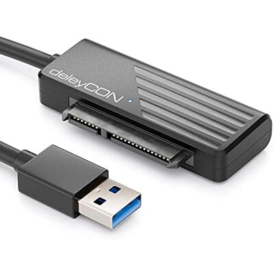 deleyCON Adaptateur USB 3.0 SATA Câble USB A vers Disques Durs 2,5" Pouces HDD SSD 5 GBit/s UASP SATA I II III Plug&Play - Publicité deleyCON Adaptateur USB 3.0 SATA Câble USB A vers Disques Durs 2,5" Pouces HDD SSD 5 GBit/s UASP SATA I II III Plug&Play - Publicité