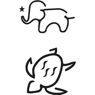 Inkster Tattoo – Lot de 2 tatouages petite tortue et petit éléphant Tatouage temporaire avec certification cosmétique européenne l'original imperméable + végétalien - Publicité Inkster Tattoo – Lot de 2 tatouages petite tortue et petit éléphant Tatouage temporaire avec certification cosmétique européenne l'original imperméable + végétalien - Publicité