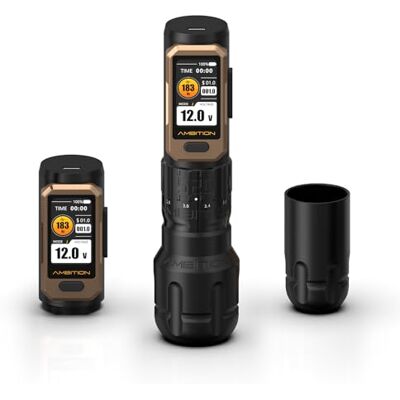 Ambition Soldier Pro 520 Machine à Tatouer Sans Fil, Machine Tatouage Rotative Stylo, Moteur Ultra-Haut Couple 520g.cm, Double Batterie 2400mAh, Course Réglable pour Artistes Professionnels - Publicité Ambition Soldier Pro 520 Machine à Tatouer Sans Fil, Machine Tatouage Rotative Stylo, Moteur Ultra-Haut Couple 520g.cm, Double Batterie 2400mAh, Course Réglable pour Artistes Professionnels - Publicité