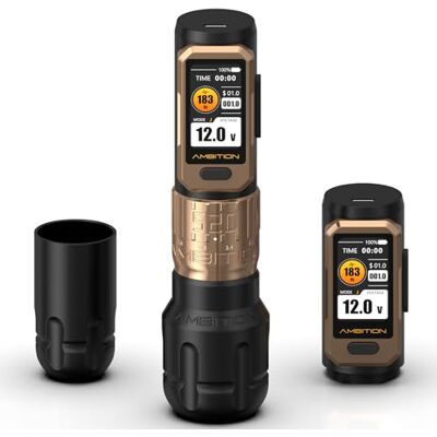 Ambition Soldier Pro 520 Machine à Tatouer Sans Fil, Machine Tatouage Rotative Stylo, Moteur Ultra-Haut Couple 520g.cm, Double Batterie 2400mAh, Course Réglable pour Artistes Professionnels - Publicité Ambition Soldier Pro 520 Machine à Tatouer Sans Fil, Machine Tatouage Rotative Stylo, Moteur Ultra-Haut Couple 520g.cm, Double Batterie 2400mAh, Course Réglable pour Artistes Professionnels - Publicité