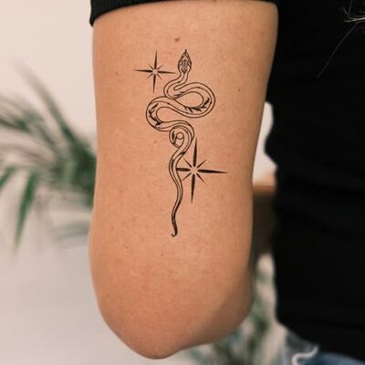 Inkster ® Tatouage Serpent avec Ornements Tatouage temporaire avec certification cosmétique européenne imperméable + végétalien tatouage révolutionnaire de 2 semaines - Publicité Inkster ® Tatouage Serpent avec Ornements Tatouage temporaire avec certification cosmétique européenne imperméable + végétalien tatouage révolutionnaire de 2 semaines - Publicité