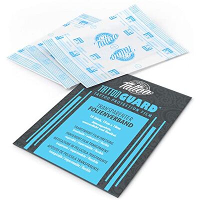 believa Tattoo Protection Film Film de tatouage respirant pour la peau fraîchement tatouée Bandage transparent de protection de la peau 10 x 15cm x 10cm (Découpes) - Publicité believa Tattoo Protection Film Film de tatouage respirant pour la peau fraîchement tatouée Bandage transparent de protection de la peau 10 x 15cm x 10cm (Découpes) - Publicité