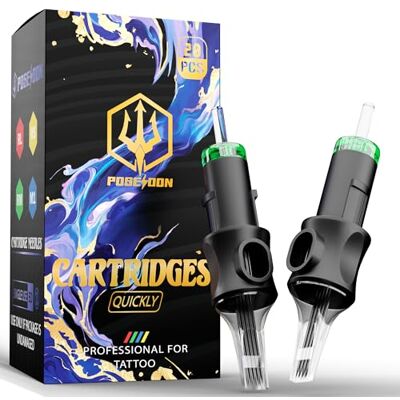 POSEIDON Lot de 20 cartouches d'aiguilles de tatouage professionnelles 15RM Round Magnum (n° 12), en acier inoxydable, avec membrane à débit d'encre, jetables, compatibles avec toutes les machines à - Publicité POSEIDON Lot de 20 cartouches d'aiguilles de tatouage professionnelles 15RM Round Magnum (n° 12), en acier inoxydable, avec membrane à débit d'encre, jetables, compatibles avec toutes les machines à - Publicité