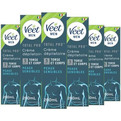 Veet Men - 6x200ml - Peau sensible - Crème dépilatoire - Publicité Veet Men - 6x200ml - Peau sensible - Crème dépilatoire - Publicité