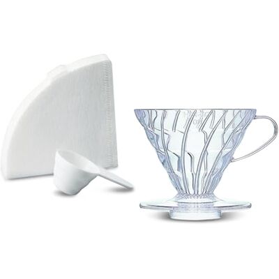 HARIO VD-02-T-EU Cafetière à café en papier filtre, cuillère, V60, plastique - Publicité HARIO VD-02-T-EU Cafetière à café en papier filtre, cuillère, V60, plastique - Publicité