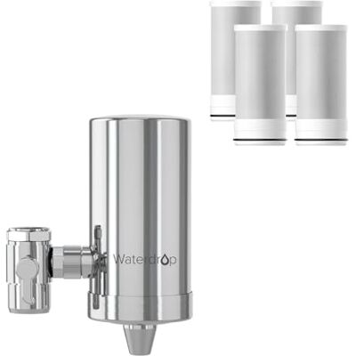Waterdrop FC-06 Robinet Filtrant en Acier Inoxydable, 4 Filtres, 1 An Certifié NSF 372, Système à Bloc de Charbon, 1200 L par Filtre, Réduit Chlore, Métaux Lourds et Mauvais Goût - Publicité Waterdrop FC-06 Robinet Filtrant en Acier Inoxydable, 4 Filtres, 1 An Certifié NSF 372, Système à Bloc de Charbon, 1200 L par Filtre, Réduit Chlore, Métaux Lourds et Mauvais Goût - Publicité