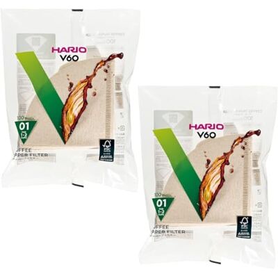 HARIO Filtre en Papier VCF-01-100W 01 pour Robinet de café V60, Papier Naturel x 2Pack (Total 200 pièces) - Publicité HARIO Filtre en Papier VCF-01-100W 01 pour Robinet de café V60, Papier Naturel x 2Pack (Total 200 pièces) - Publicité
