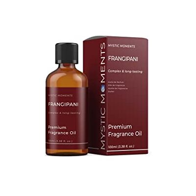Mystic Moments Huile parfumée Frangipanier 100ml Frangipanier: un parfum aux notes florales tropicales et crémeuses, pour bougies, savons, fondants parfumés et diffuseurs. Publicité Mystic Moments Huile parfumée Frangipanier 100ml Frangipanier: un parfum aux notes florales tropicales et crémeuses, pour bougies, savons, fondants parfumés et diffuseurs. Publicité