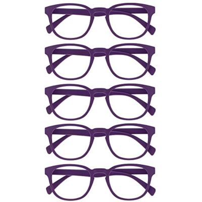OPULIZE Pop Pack 5 Rétro Rond Lisse Mat Violet Hommes Femmes Lunettes De Lecture Charnières Ressort RRRRR2-5 +2,50 - Publicité OPULIZE Pop Pack 5 Rétro Rond Lisse Mat Violet Hommes Femmes Lunettes De Lecture Charnières Ressort RRRRR2-5 +2,50 - Publicité
