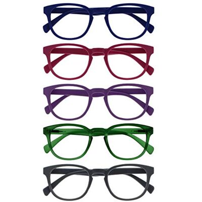 OPULIZE Pop Pack 5 Rétro Rond Bleu Rose Pourpre Vert Gris Hommes Femmes Lunettes De Lecture Charnières Ressort RRRRR2-34567 +2,00 - Publicité OPULIZE Pop Pack 5 Rétro Rond Bleu Rose Pourpre Vert Gris Hommes Femmes Lunettes De Lecture Charnières Ressort RRRRR2-34567 +2,00 - Publicité