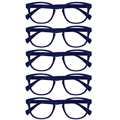 OPULIZE Pop Pack 5 Rétro Rond Lisse Bleu Mat Hommes Femmes Lunettes De Lecture Charnières Ressort RRRRR2-3 +2,00 - Publicité OPULIZE Pop Pack 5 Rétro Rond Lisse Bleu Mat Hommes Femmes Lunettes De Lecture Charnières Ressort RRRRR2-3 +2,00 - Publicité