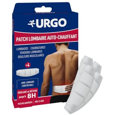 Urgo Patch Auto-Chauffant Lombaire Douleurs du Dos soulage jusqu'à 8h x4 Soulage les douleurs du dos liées aux contractions musculaires jusqu'à 8h - Publicité Urgo Patch Auto-Chauffant Lombaire Douleurs du Dos soulage jusqu'à 8h x4 Soulage les douleurs du dos liées aux contractions musculaires jusqu'à 8h - Publicité