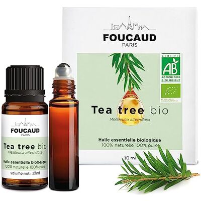Foucaud Huile essentielle de Tea Tree Melaleuca alternifolia BIO 100% naturelle et pure Roll on inclus Chemotypée certifiée Agriculture Biologique 10 ml Marque Française depuis 1946 - Publicité Foucaud Huile essentielle de Tea Tree Melaleuca alternifolia BIO 100% naturelle et pure Roll on inclus Chemotypée certifiée Agriculture Biologique 10 ml Marque Française depuis 1946 - Publicité