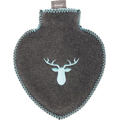 Fashy Bouillotte en forme de cœur de 0,7 l, housse en polaire, broderie et surpiqûres élaborées, gris foncé - Publicité Fashy Bouillotte en forme de cœur de 0,7 l, housse en polaire, broderie et surpiqûres élaborées, gris foncé - Publicité