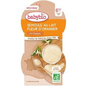 Babybio Dessert lacté Semoule au lait Fleur d'Oranger 6+ mois 2 x 100g - Publicité