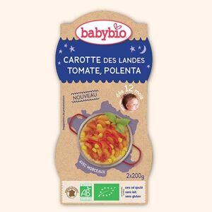 Babybio Repas Bonne Nuit Bols Bio Des 12 Mois 2x200g  Carotte Tomate Polenta - Publicité