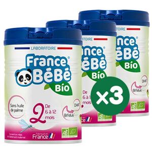 FRANCE BéBé BIO Lait infantile de suite bébé 2ème âge en poudre Lait fabriqué en France OMEGA 3 SANS HUILE DE PALME BIFIDUS Pack 3 boîtes de 800g - Publicité FRANCE BéBé BIO Lait infantile de suite bébé 2ème âge en poudre Lait fabriqué en France OMEGA 3 SANS HUILE DE PALME BIFIDUS Pack 3 boîtes de 800g - Publicité