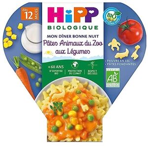 HiPP Mon Dîner Bonne Nuit Pâtes Animaux du Zoo aux Légumes dès 12 Mois Bio 230 g - Publicité HiPP Mon Dîner Bonne Nuit Pâtes Animaux du Zoo aux Légumes dès 12 Mois Bio 230 g - Publicité