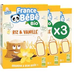 FRANCE BéBé BIO Céréales BIO Riz Vanille pour Bébé dès 4 mois- Lot 3 x 200g - Publicité FRANCE BéBé BIO Céréales BIO Riz Vanille pour Bébé dès 4 mois- Lot 3 x 200g - Publicité