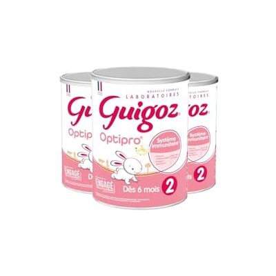 Nestlé Guigoz Optipro 2 Lait de Suite 6 à 12 Mois Lot de 3 x 830g - Publicité Nestlé Guigoz Optipro 2 Lait de Suite 6 à 12 Mois Lot de 3 x 830g - Publicité