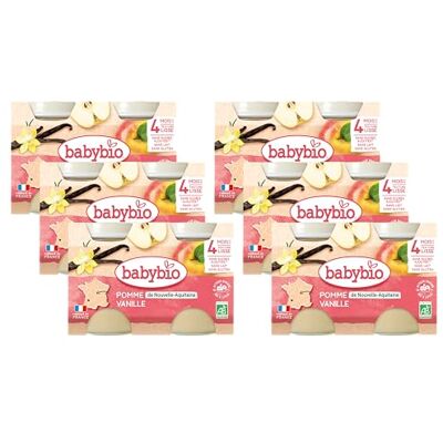 Babybio Petits Pots Pomme d'Aquitaine 2x130 g PACK de 6 4 Mois BIO - Publicité Babybio Petits Pots Pomme d'Aquitaine 2x130 g PACK de 6 4 Mois BIO - Publicité