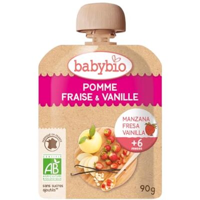 Babybio Sachet Pomme Fraise Vanille - Nourriture bébé - Publicité Babybio Sachet Pomme Fraise Vanille - Nourriture bébé - Publicité