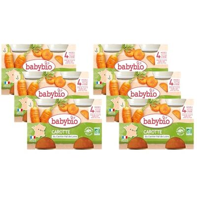 Babybio Petits Pots Carotte du Val de Loire 2x130 g 4+ Mois BIO Lot de 6 - Publicité Babybio Petits Pots Carotte du Val de Loire 2x130 g 4+ Mois BIO Lot de 6 - Publicité