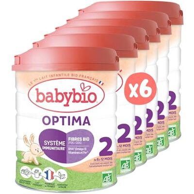 Babybio Lait Infantile Optima 2ème Âge avec Fibres 800g dès 6 Mois BIO Fabriqué en France Sans Huile de Palme Lot de 6 - Publicité Babybio Lait Infantile Optima 2ème Âge avec Fibres 800g dès 6 Mois BIO Fabriqué en France Sans Huile de Palme Lot de 6 - Publicité