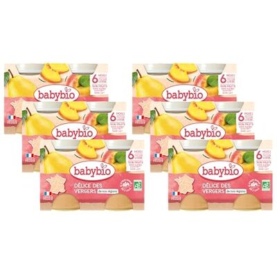 Babybio Petits Pots Délice des vergers de nos régions 6+ Mois (2x130g) 260 g Lot de 6 - Publicité Babybio Petits Pots Délice des vergers de nos régions 6+ Mois (2x130g) 260 g Lot de 6 - Publicité