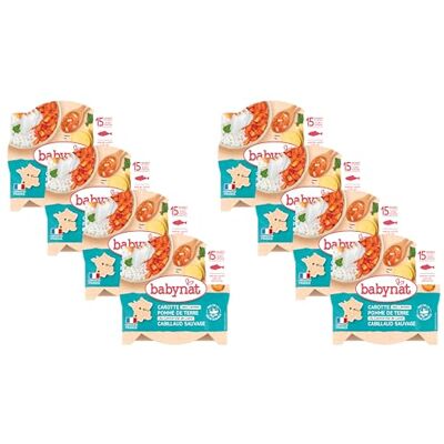 Babybio BABYNAT Assiette Carotte Pomme de terre Cabillaud 15+ mois 260g Lot de 8 - Publicité Babybio BABYNAT Assiette Carotte Pomme de terre Cabillaud 15+ mois 260g Lot de 8 - Publicité