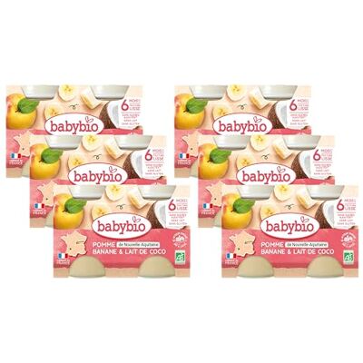 Babybio Petits Pots Pomme Banane Coco 2x130g 6+ Mois BIO Lot de 6 - Publicité Babybio Petits Pots Pomme Banane Coco 2x130g 6+ Mois BIO Lot de 6 - Publicité