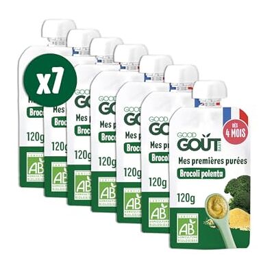 Good Goût - Mes premières purées Plat Bébé dès 4 mois Brocoli, Polenta Format Nomade 7x120g - Publicité Good Goût - Mes premières purées Plat Bébé dès 4 mois Brocoli, Polenta Format Nomade 7x120g - Publicité