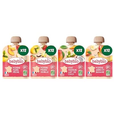 Babybio Gourdes Multiparfums fruits BIO 6+ mois 8x90g Lot de 6 - Publicité Babybio Gourdes Multiparfums fruits BIO 6+ mois 8x90g Lot de 6 - Publicité