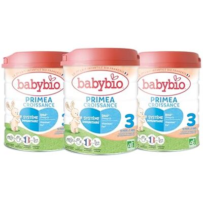 Babybio Lait Infantile Primea 3ème Âge 800g dès 10 Mois BIO Fabriqué en France Sans Huile de Palme Lot de 3 - Publicité Babybio Lait Infantile Primea 3ème Âge 800g dès 10 Mois BIO Fabriqué en France Sans Huile de Palme Lot de 3 - Publicité