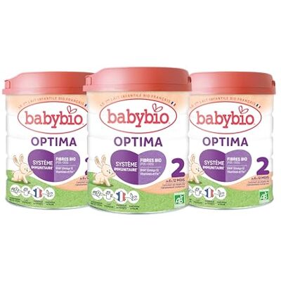 Babybio Lait Infantile Optima 2ème Âge avec Fibres 800g dès 6 Mois BIO Fabriqué en France Sans Huile de Palme Lot de 3 - Publicité Babybio Lait Infantile Optima 2ème Âge avec Fibres 800g dès 6 Mois BIO Fabriqué en France Sans Huile de Palme Lot de 3 - Publicité