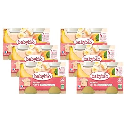 Babybio Petits Pots Pomme d'Aquitaine Banane 2x130 g PACK de 6 4 Mois BIO - Publicité Babybio Petits Pots Pomme d'Aquitaine Banane 2x130 g PACK de 6 4 Mois BIO - Publicité
