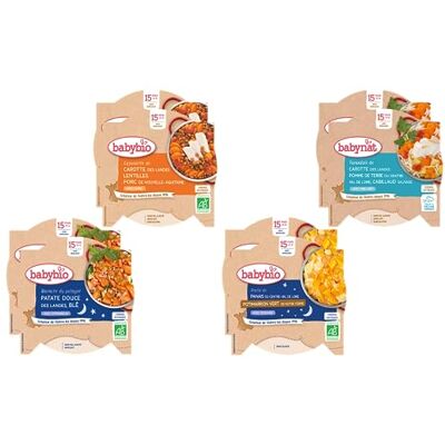 Babybio Pack Semaine 8 Assiettes pour bébé Repas midi et soir Dès 15 Mois 4 recettes BIO 8 x 260g - Publicité Babybio Pack Semaine 8 Assiettes pour bébé Repas midi et soir Dès 15 Mois 4 recettes BIO 8 x 260g - Publicité