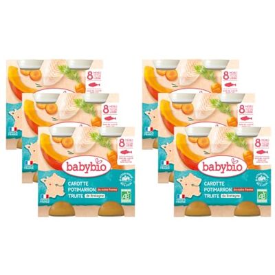 Babybio Petits Pots Carotte Potimarron Truite de Bretagne 2x200 g 8+ Mois BIO Lot de 6 - Publicité Babybio Petits Pots Carotte Potimarron Truite de Bretagne 2x200 g 8+ Mois BIO Lot de 6 - Publicité