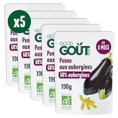 Good Goût Pennes Aux Aubergines Plat Cuisiné Pour Bébé Dès 8 Mois Purée Moulinée Fabriquées En France Sachets Micro-Ondables 5x190g - Publicité Good Goût Pennes Aux Aubergines Plat Cuisiné Pour Bébé Dès 8 Mois Purée Moulinée Fabriquées En France Sachets Micro-Ondables 5x190g - Publicité