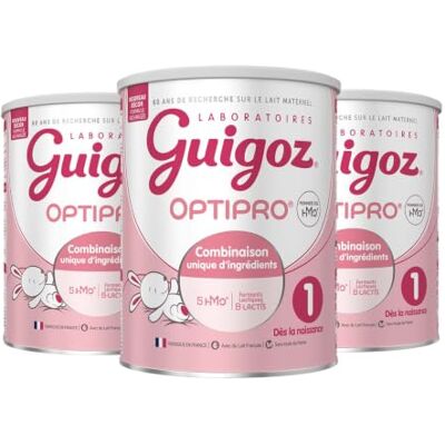 Nestlé Guigoz Optipro 1 Lait pour nourrissons 1er Âge Lot de 3 boîtes de 830g Lait pour nourrisson 1er Âge pour Alimentation de 0 à 6 Mois – dès la naissance ou en relais de l'Allaitement Maternel - Publicité Nestlé Guigoz Optipro 1 Lait pour nourrissons 1er Âge Lot de 3 boîtes de 830g Lait pour nourrisson 1er Âge pour Alimentation de 0 à 6 Mois – dès la naissance ou en relais de l'Allaitement Maternel - Publicité
