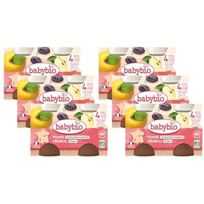 Babybio Petits Pots Pomme Pruneau 4+ mois 2x130g Lot de 6 BIO - Publicité Babybio Petits Pots Pomme Pruneau 4+ mois 2x130g Lot de 6 BIO - Publicité