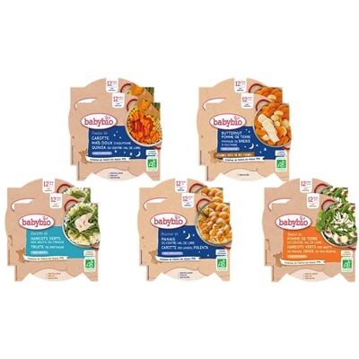 Babybio Pack Semaine 10 Assiettes pour bébé Repas midi et soir Dès 12 Mois 5 recettes BIO 10 x 230g - Publicité Babybio Pack Semaine 10 Assiettes pour bébé Repas midi et soir Dès 12 Mois 5 recettes BIO 10 x 230g - Publicité