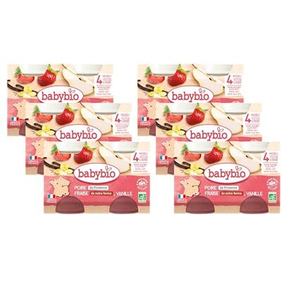 Babybio Petits Pots Poire Fraises de notre Ferme Vanille 2x130g BIO Lot de 6 - Publicité Babybio Petits Pots Poire Fraises de notre Ferme Vanille 2x130g BIO Lot de 6 - Publicité