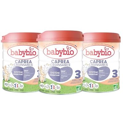 Babybio Lait Infantile Caprea 3ème Âge 800g Au lait de chèvre dès 10 Mois BIO Fabriqué en France Sans Huile de Palme Lot de 3 - Publicité Babybio Lait Infantile Caprea 3ème Âge 800g Au lait de chèvre dès 10 Mois BIO Fabriqué en France Sans Huile de Palme Lot de 3 - Publicité