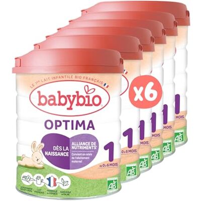 Babybio Lait Infantile Optima 1er Âge 800g de 0 à 6 Mois BIO Fabriqué en France Sans Huile de Palme Lot de 6 - Publicité Babybio Lait Infantile Optima 1er Âge 800g de 0 à 6 Mois BIO Fabriqué en France Sans Huile de Palme Lot de 6 - Publicité