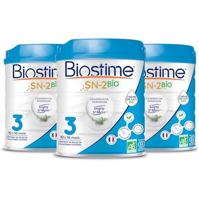 Biostime SN-2 Bio Plus Laits Infantiles Bio 3ème âge en poudre de 10 à 36 Mois 800 G Lot De 3 - Publicité Biostime SN-2 Bio Plus Laits Infantiles Bio 3ème âge en poudre de 10 à 36 Mois 800 G Lot De 3 - Publicité