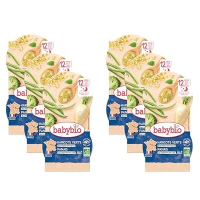 Babybio Bols Bonne Nuit Panais Haricots verts Blé 12+ mois BIO 2x200g Lot de 6 - Publicité Babybio Bols Bonne Nuit Panais Haricots verts Blé 12+ mois BIO 2x200g Lot de 6 - Publicité
