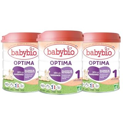 Babybio Lait Infantile Optima 1er Âge 800g de 0 à 6 Mois BIO Fabriqué en France Sans Huile de Palme Lot de 3, 2400.0 gramme - Publicité Babybio Lait Infantile Optima 1er Âge 800g de 0 à 6 Mois BIO Fabriqué en France Sans Huile de Palme Lot de 3, 2400.0 gramme - Publicité