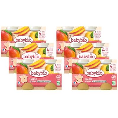Babybio Petits Pots Pomme d'Aquitaine Mangue 2x130 g PACK de 6 4 Mois BIO - Publicité Babybio Petits Pots Pomme d'Aquitaine Mangue 2x130 g PACK de 6 4 Mois BIO - Publicité