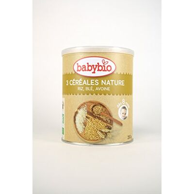 Babybio 3 CEREALES NATURE 250 GR - Publicité Babybio 3 CEREALES NATURE 250 GR - Publicité